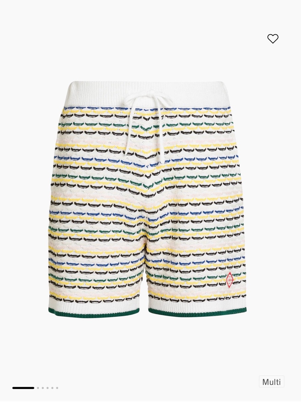Knit Striped Drawstring Shorts in White Multi